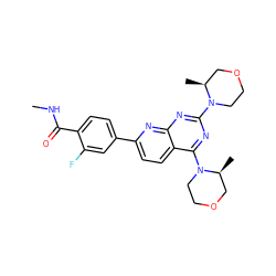 CNC(=O)c1ccc(-c2ccc3c(N4CCOC[C@@H]4C)nc(N4CCOC[C@@H]4C)nc3n2)cc1F ZINC000169088146