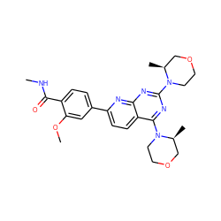 CNC(=O)c1ccc(-c2ccc3c(N4CCOC[C@@H]4C)nc(N4CCOC[C@@H]4C)nc3n2)cc1OC ZINC000113729726