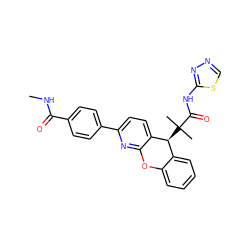 CNC(=O)c1ccc(-c2ccc3c(n2)Oc2ccccc2[C@@H]3C(C)(C)C(=O)Nc2nncs2)cc1 ZINC000073196560