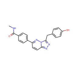 CNC(=O)c1ccc(-c2ccc3nnc(Cc4ccc(O)cc4)n3n2)cc1 ZINC000040430686