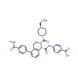 CNC(=O)c1ccc(-c2cccc3c2CCN(C(=O)[C@H]2CC[C@H](CN)CC2)[C@@H]3C(=O)Nc2ccc(C(=O)O)cc2)cc1 ZINC001772636696