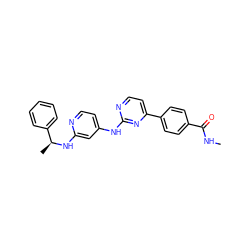 CNC(=O)c1ccc(-c2ccnc(Nc3ccnc(N[C@@H](C)c4ccccc4)c3)n2)cc1 ZINC000029126485