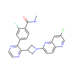 CNC(=O)c1ccc(-c2nccnc2C2CN(c3ccc4ncc(Cl)cc4n3)C2)cc1F ZINC000169701463