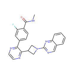 CNC(=O)c1ccc(-c2nccnc2C2CN(c3ncc4ccccc4n3)C2)cc1F ZINC000169701455