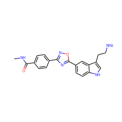 CNC(=O)c1ccc(-c2noc(-c3ccc4[nH]cc(CCN)c4c3)n2)cc1 ZINC000013827471