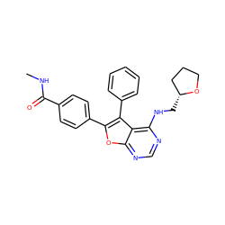 CNC(=O)c1ccc(-c2oc3ncnc(NC[C@@H]4CCCO4)c3c2-c2ccccc2)cc1 ZINC000084730817