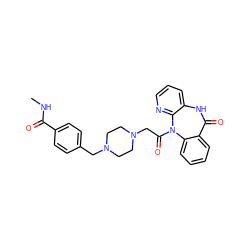 CNC(=O)c1ccc(CN2CCN(CC(=O)N3c4ccccc4C(=O)Nc4cccnc43)CC2)cc1 ZINC000022940151