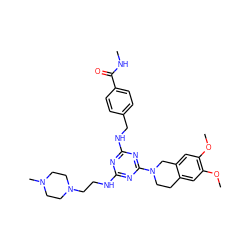 CNC(=O)c1ccc(CNc2nc(NCCN3CCN(C)CC3)nc(N3CCc4cc(OC)c(OC)cc4C3)n2)cc1 ZINC000141098963