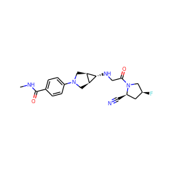 CNC(=O)c1ccc(N2C[C@H]3[C@H](NCC(=O)N4C[C@@H](F)C[C@H]4C#N)[C@H]3C2)cc1 ZINC000101180566