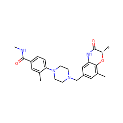 CNC(=O)c1ccc(N2CCN(Cc3cc(C)c4c(c3)NC(=O)[C@H](C)O4)CC2)c(C)c1 ZINC000096274111