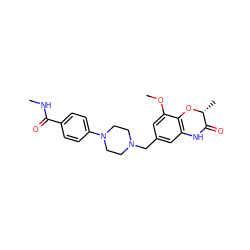 CNC(=O)c1ccc(N2CCN(Cc3cc4c(c(OC)c3)O[C@H](C)C(=O)N4)CC2)cc1 ZINC000096274145