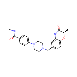 CNC(=O)c1ccc(N2CCN(Cc3ccc4c(c3)NC(=O)[C@@H](C)O4)CC2)cc1 ZINC000068246985