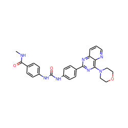 CNC(=O)c1ccc(NC(=O)Nc2ccc(-c3nc(N4CCOCC4)c4ncccc4n3)cc2)cc1 ZINC001772586203