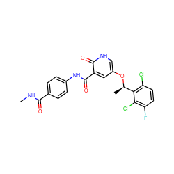 CNC(=O)c1ccc(NC(=O)c2cc(O[C@H](C)c3c(Cl)ccc(F)c3Cl)c[nH]c2=O)cc1 ZINC000096258146