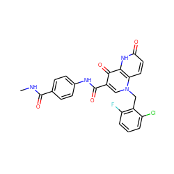 CNC(=O)c1ccc(NC(=O)c2cn(Cc3c(F)cccc3Cl)c3ccc(=O)[nH]c3c2=O)cc1 ZINC000073141324