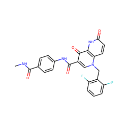 CNC(=O)c1ccc(NC(=O)c2cn(Cc3c(F)cccc3F)c3ccc(=O)[nH]c3c2=O)cc1 ZINC000073156318