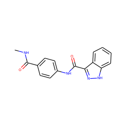 CNC(=O)c1ccc(NC(=O)c2n[nH]c3ccccc23)cc1 ZINC000006649026