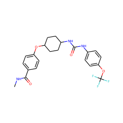 CNC(=O)c1ccc(OC2CCC(NC(=O)Nc3ccc(OC(F)(F)F)cc3)CC2)cc1 ZINC000096272359