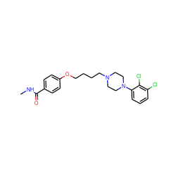 CNC(=O)c1ccc(OCCCCN2CCN(c3cccc(Cl)c3Cl)CC2)cc1 ZINC000653871612