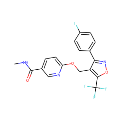 CNC(=O)c1ccc(OCc2c(-c3ccc(F)cc3)noc2C(F)(F)F)nc1 ZINC000143182045