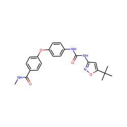 CNC(=O)c1ccc(Oc2ccc(NC(=O)Nc3cc(C(C)(C)C)on3)cc2)cc1 ZINC000040894739