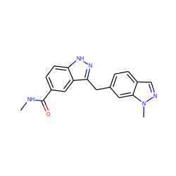 CNC(=O)c1ccc2[nH]nc(Cc3ccc4cnn(C)c4c3)c2c1 ZINC000653722018