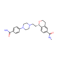 CNC(=O)c1ccc2c(c1)CCO[C@H]2CCN1CCN(c2ccc(C(N)=O)cc2)CC1 ZINC000013587959