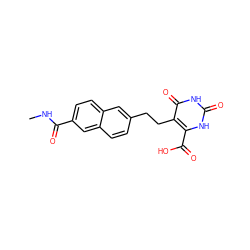 CNC(=O)c1ccc2cc(CCc3c(C(=O)O)[nH]c(=O)[nH]c3=O)ccc2c1 ZINC001772598008