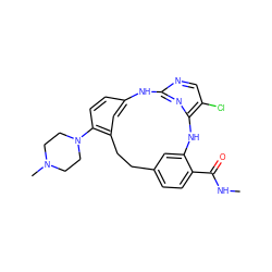 CNC(=O)c1ccc2cc1Nc1nc(ncc1Cl)Nc1ccc(N3CCN(C)CC3)c(c1)CC2 ZINC000082151204