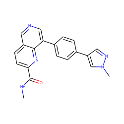 CNC(=O)c1ccc2cncc(-c3ccc(-c4cnn(C)c4)cc3)c2n1 ZINC000653817176