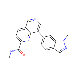 CNC(=O)c1ccc2cncc(-c3ccc4cnn(C)c4c3)c2n1 ZINC000584615955