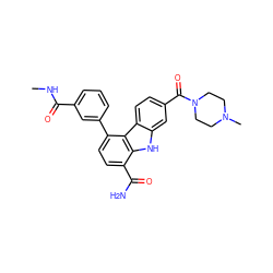 CNC(=O)c1cccc(-c2ccc(C(N)=O)c3[nH]c4cc(C(=O)N5CCN(C)CC5)ccc4c23)c1 ZINC000473123550