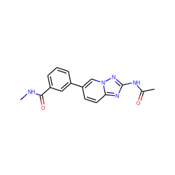 CNC(=O)c1cccc(-c2ccc3nc(NC(C)=O)nn3c2)c1 ZINC000084729037