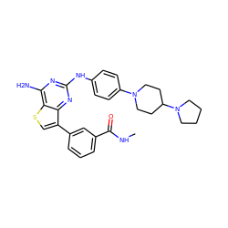 CNC(=O)c1cccc(-c2csc3c(N)nc(Nc4ccc(N5CCC(N6CCCC6)CC5)cc4)nc23)c1 ZINC000068267240