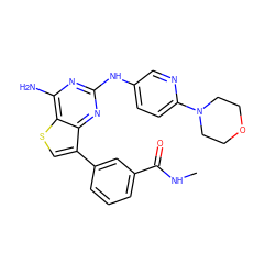 CNC(=O)c1cccc(-c2csc3c(N)nc(Nc4ccc(N5CCOCC5)nc4)nc23)c1 ZINC000068267239