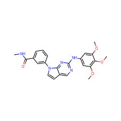 CNC(=O)c1cccc(-n2ccc3cnc(Nc4cc(OC)c(OC)c(OC)c4)nc32)c1 ZINC000036348794