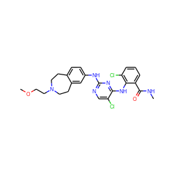 CNC(=O)c1cccc(Cl)c1Nc1nc(Nc2ccc3c(c2)CCN(CCOC)CC3)ncc1Cl ZINC000066263802