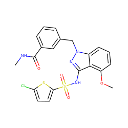 CNC(=O)c1cccc(Cn2nc(NS(=O)(=O)c3ccc(Cl)s3)c3c(OC)cccc32)c1 ZINC000084617809