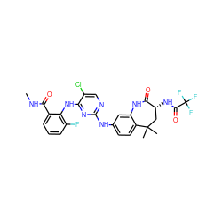 CNC(=O)c1cccc(F)c1Nc1nc(Nc2ccc3c(c2)NC(=O)[C@H](NC(=O)C(F)(F)F)CC3(C)C)ncc1Cl ZINC000073158637