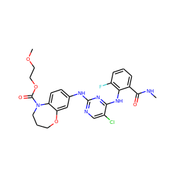 CNC(=O)c1cccc(F)c1Nc1nc(Nc2ccc3c(c2)OCCCN3C(=O)OCCOC)ncc1Cl ZINC000066260045