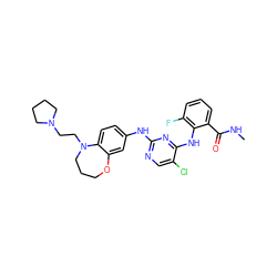 CNC(=O)c1cccc(F)c1Nc1nc(Nc2ccc3c(c2)OCCCN3CCN2CCCC2)ncc1Cl ZINC000066251243