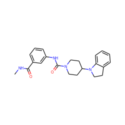 CNC(=O)c1cccc(NC(=O)N2CCC(N3CCc4ccccc43)CC2)c1 ZINC000103241496