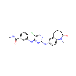 CNC(=O)c1cccc(Nc2nc(Nc3ccc4c(c3)CCCC(=O)N4C)ncc2Cl)c1 ZINC000084713094