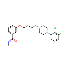 CNC(=O)c1cccc(OCCCCN2CCN(c3cccc(Cl)c3Cl)CC2)c1 ZINC000653883050