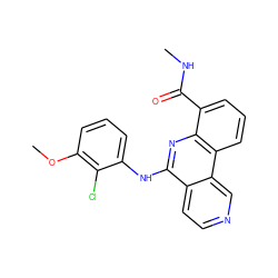 CNC(=O)c1cccc2c1nc(Nc1cccc(OC)c1Cl)c1ccncc12 ZINC000073158882