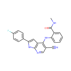 CNC(=O)c1ccccc1Nc1c(C#N)cnc2[nH]c(-c3ccc(F)cc3)cc12 ZINC000095595125