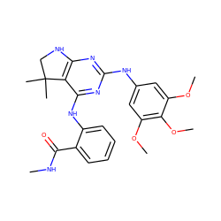 CNC(=O)c1ccccc1Nc1nc(Nc2cc(OC)c(OC)c(OC)c2)nc2c1C(C)(C)CN2 ZINC000221662582