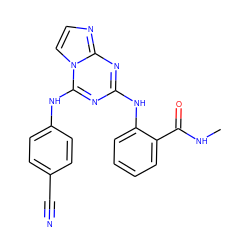 CNC(=O)c1ccccc1Nc1nc(Nc2ccc(C#N)cc2)n2ccnc2n1 ZINC000299869855