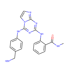 CNC(=O)c1ccccc1Nc1nc(Nc2ccc(CN)cc2)n2ccnc2n1 ZINC000299866093