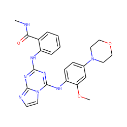 CNC(=O)c1ccccc1Nc1nc(Nc2ccc(N3CCOCC3)cc2OC)n2ccnc2n1 ZINC000299871417